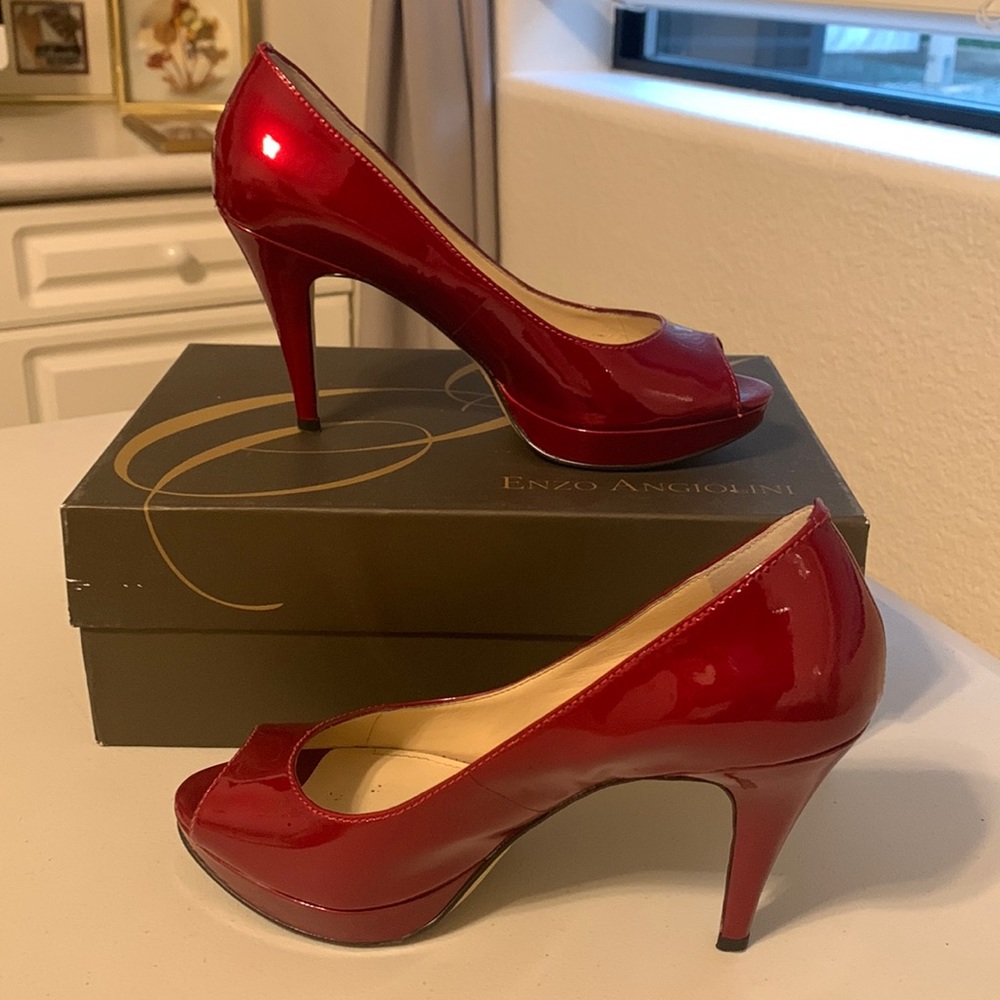 Enzo Angiolini red patent leather pump